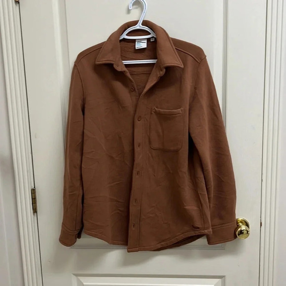 Aritzia Sweatfleece Cozy Fleece Boyfriend Shirt | Size  XS Brown - Picture 7 of 13